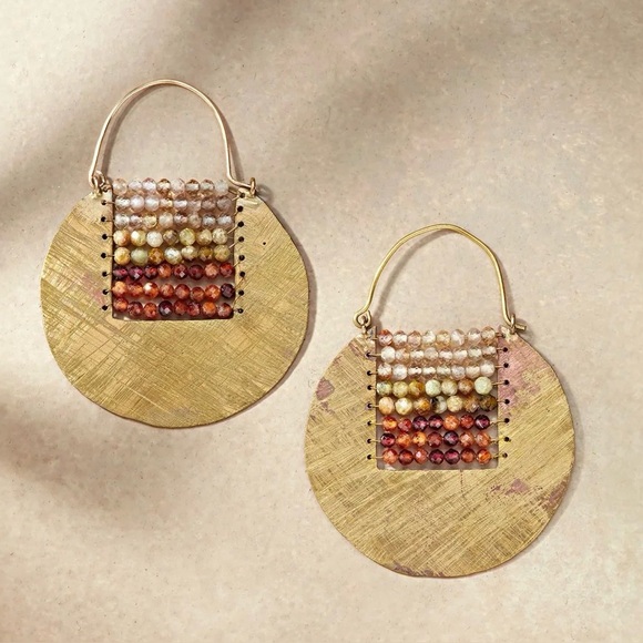Sundance Jewelry - Large beaded brass hoops. New with tags from Sundance.